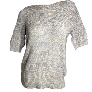 Vintage Oversized Boatneck Pastel 3/4‎ Length Sleeve Knit Sweater Sz S Women’s